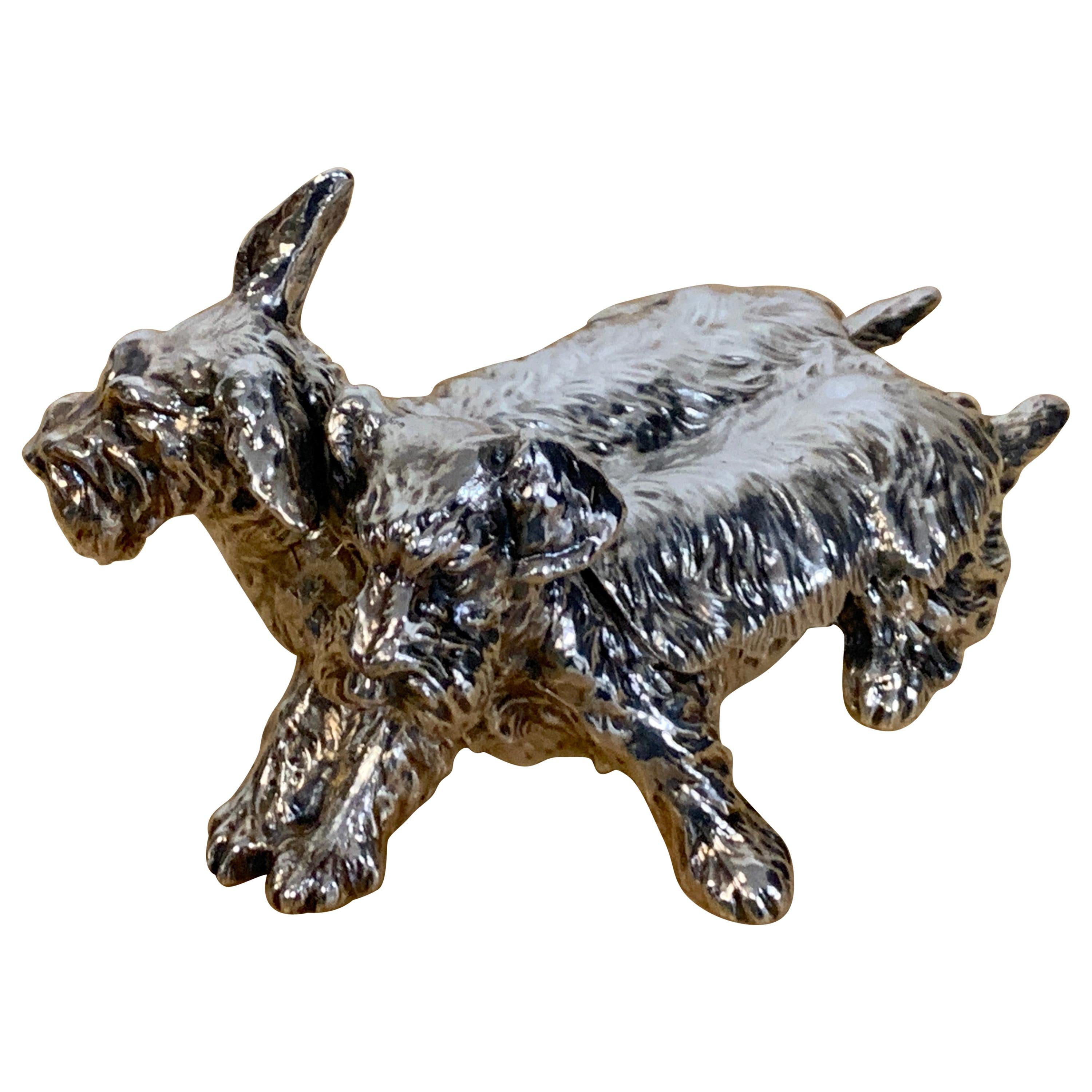 Art Deco Silverplated Double Scotty Dog Box For Sale at 1stDibs