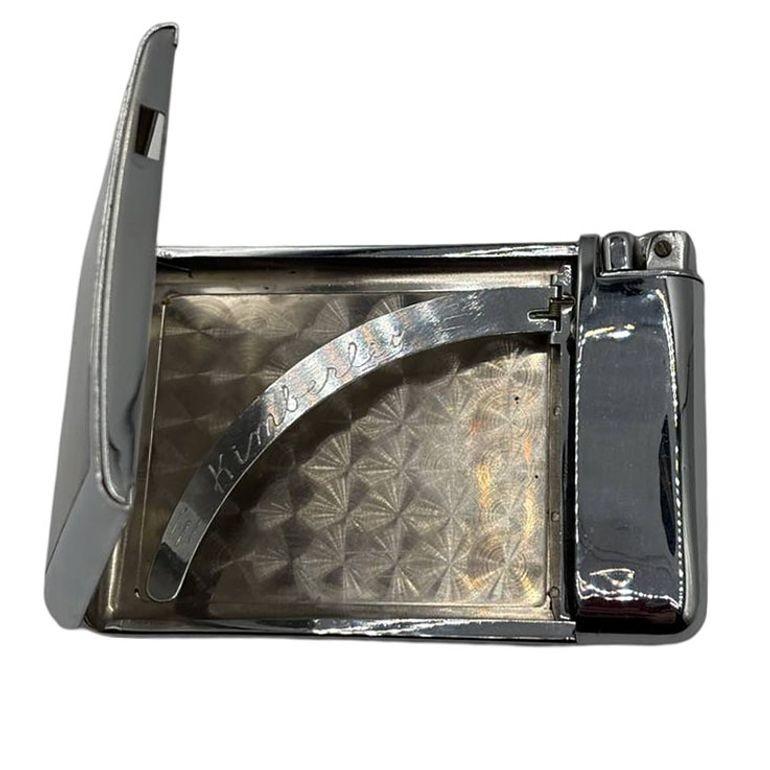 Art Deco Silvertone Cigarette Case with Built-In Lighter by Royal In Good Condition In Van Nuys, CA
