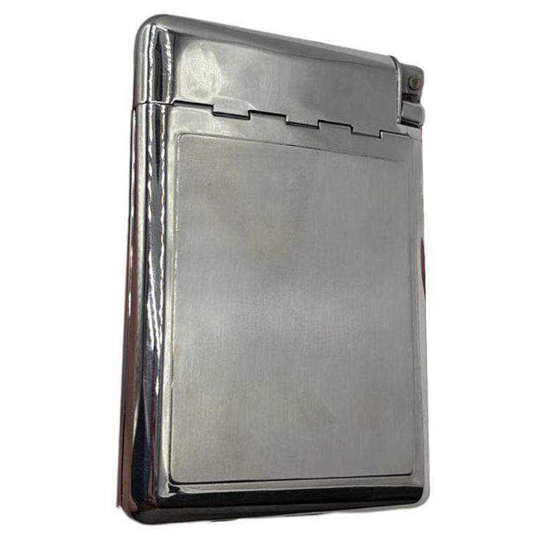Mid-20th Century Art Deco Silvertone Cigarette Case with Built-In Lighter by Royal
