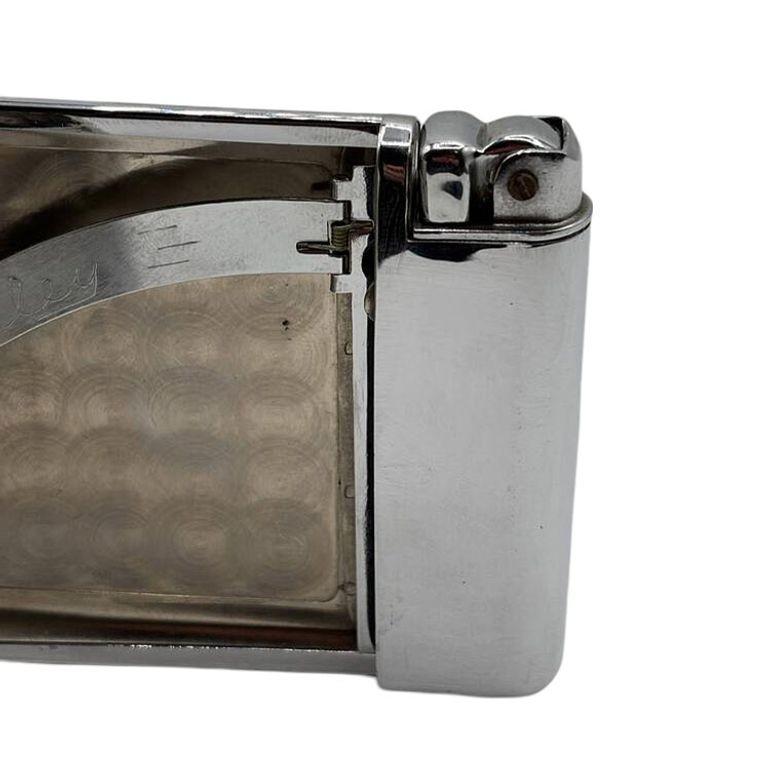 Art Deco Silvertone Cigarette Case with Built-In Lighter by Royal 1