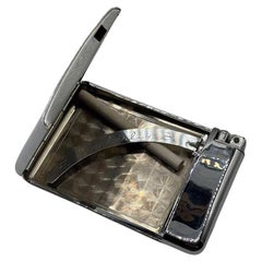 Art Deco Silvertone Cigarette Case with Built-In Lighter by Royal