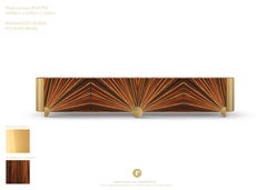 Art Deco Sinatra Media Console in Zebra wood, Brass