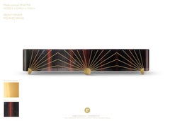 Art Deco Sinatra Media Console in Macassar Ebony, Brass