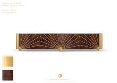 Art Deco Style Sinatra Media Console in Walnut Root, Brass
