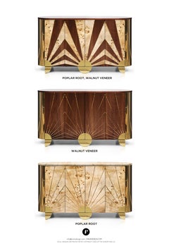 Art Deco Sinatra Sideboard in Black Ash, Brass