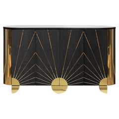 Art Deco Sinatra Sideboard in Black Ash, Brass