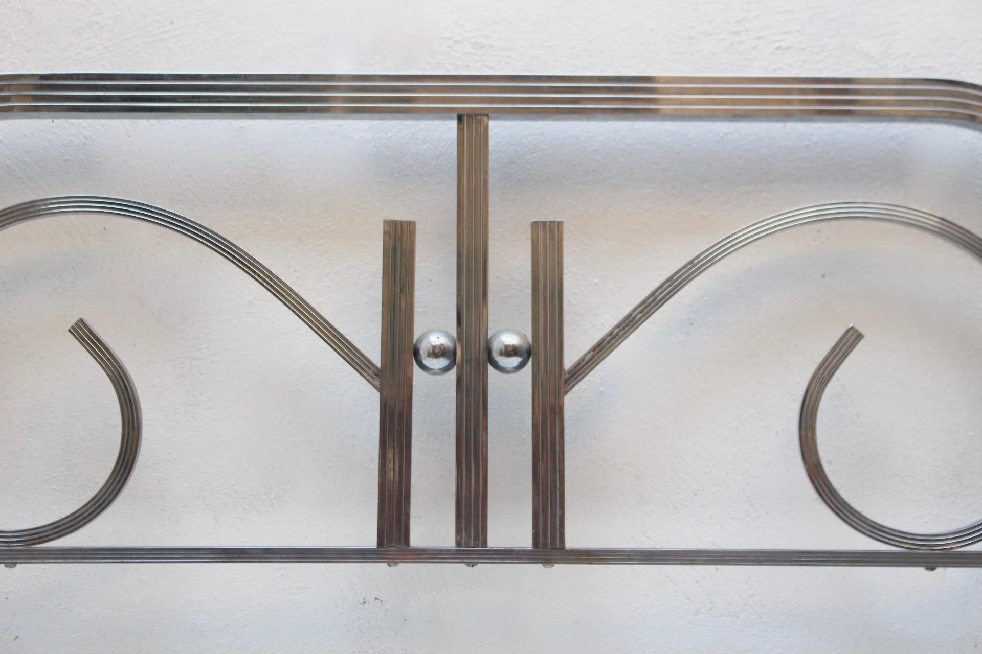 Brass Art Deco Single Chrome Bed Headboard and Foot Part, 1930s For Sale