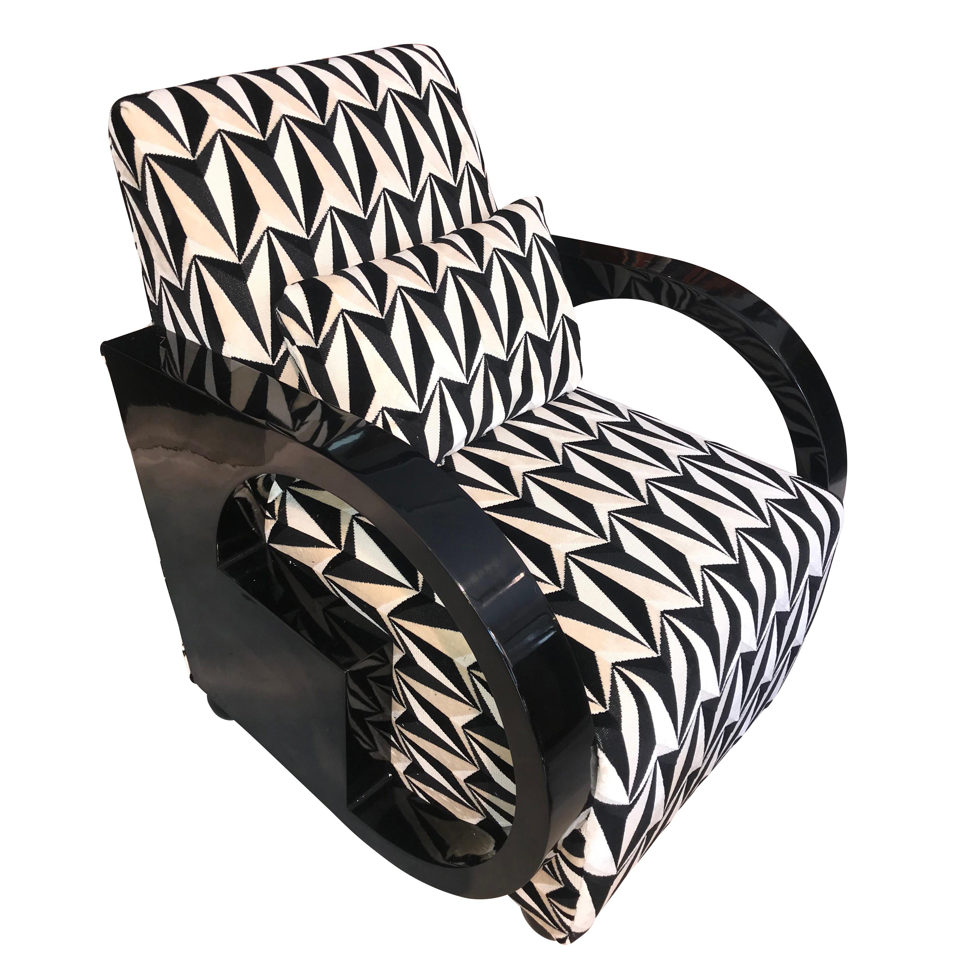 Art Deco Single Club Chair, Black Polish, France circa 1930