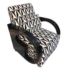 Art Deco Single Club Chair, Black Polish, France circa 1930