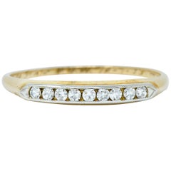 Vintage Art Deco Single Cut Diamond 14 Karat Two-Tone Gold Anniversary Band Ring