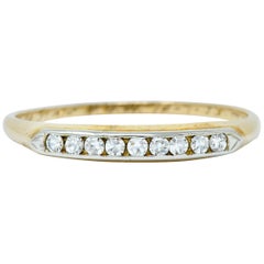 Art Deco Single Cut Diamond 14 Karat Two-Tone Gold Anniversary Band Ring