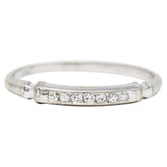 Art Deco Single Cut Diamond 14 Karat White Gold Band Ring