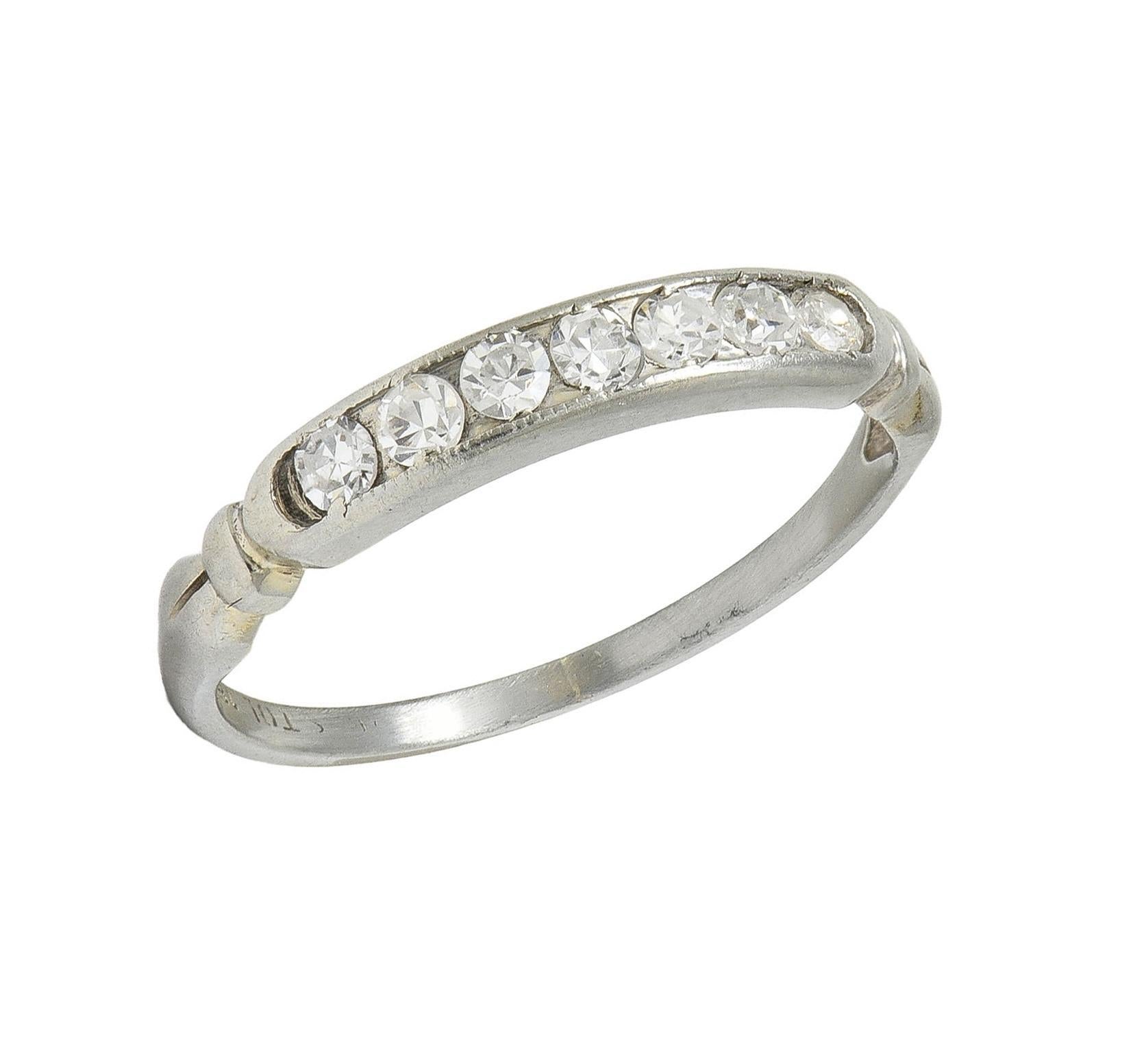 Art Deco Single Cut Diamant 18 Karat Gold Vintage Channel Ehering mit Kanalschliff im Angebot 4