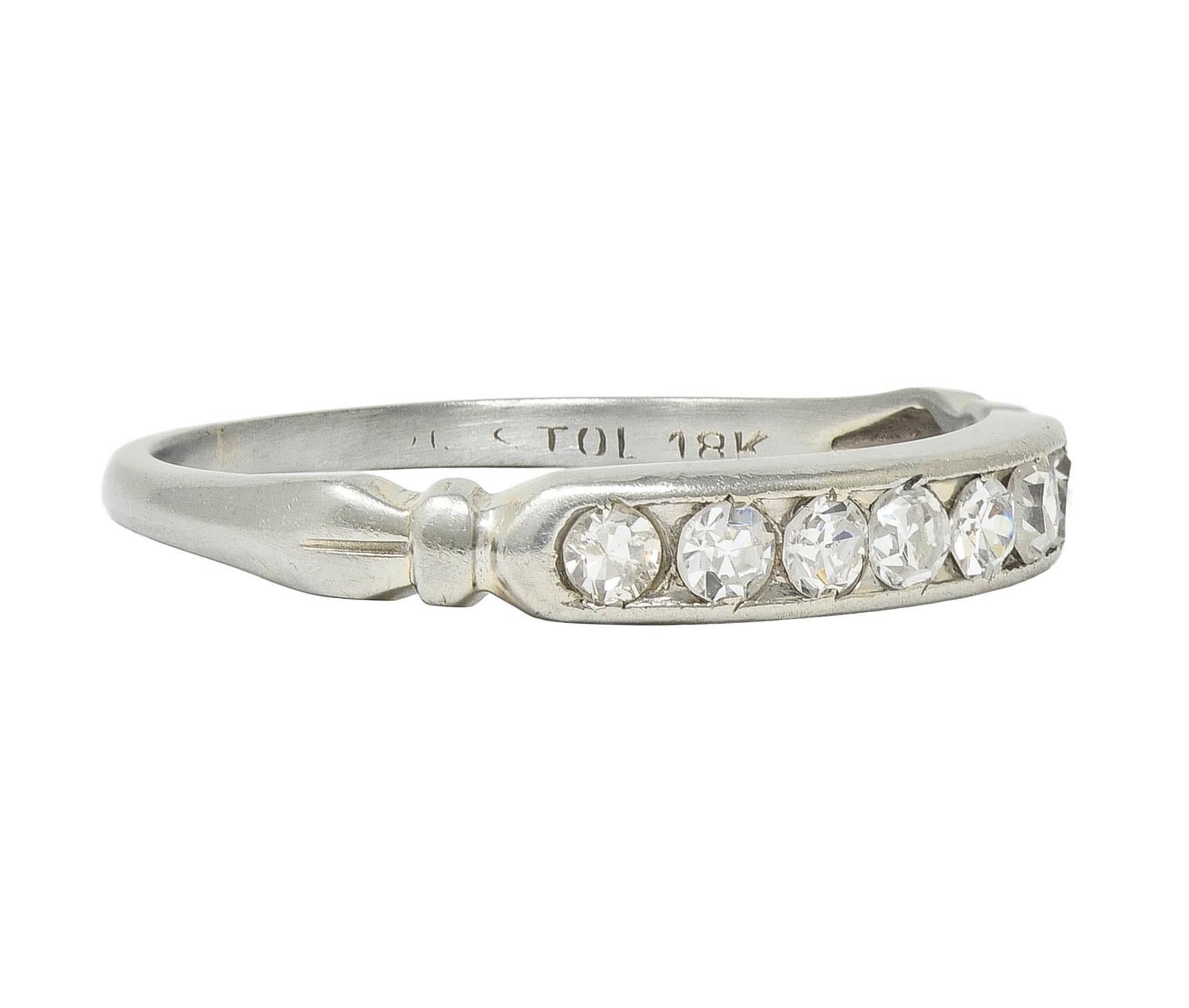 Art Deco Single Cut Diamant 18 Karat Gold Vintage Channel Ehering mit Kanalschliff (Art déco) im Angebot