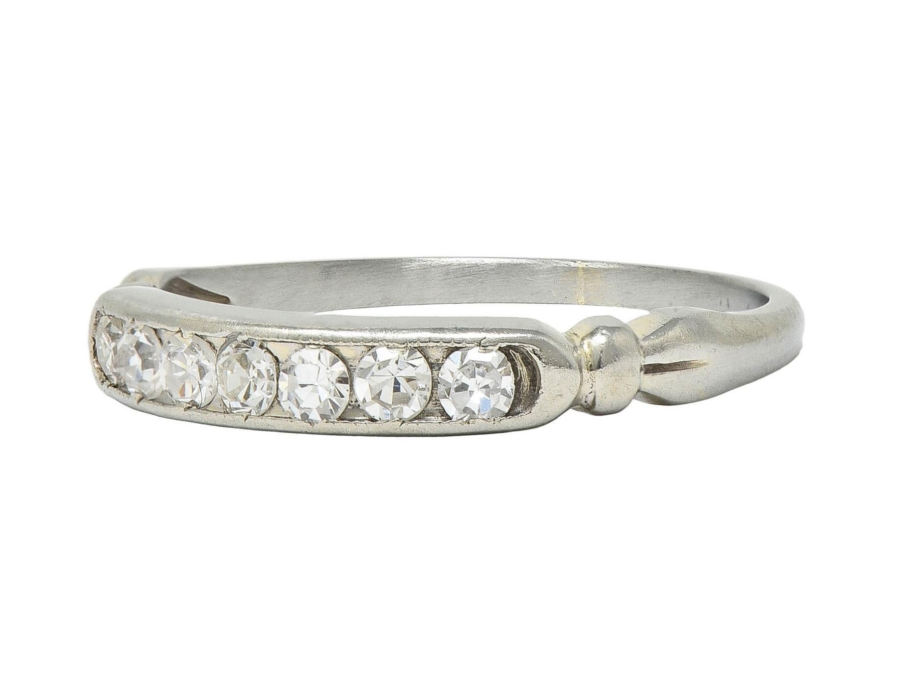 Art Deco Single Cut Diamant 18 Karat Gold Vintage Channel Ehering mit Kanalschliff im Angebot 1