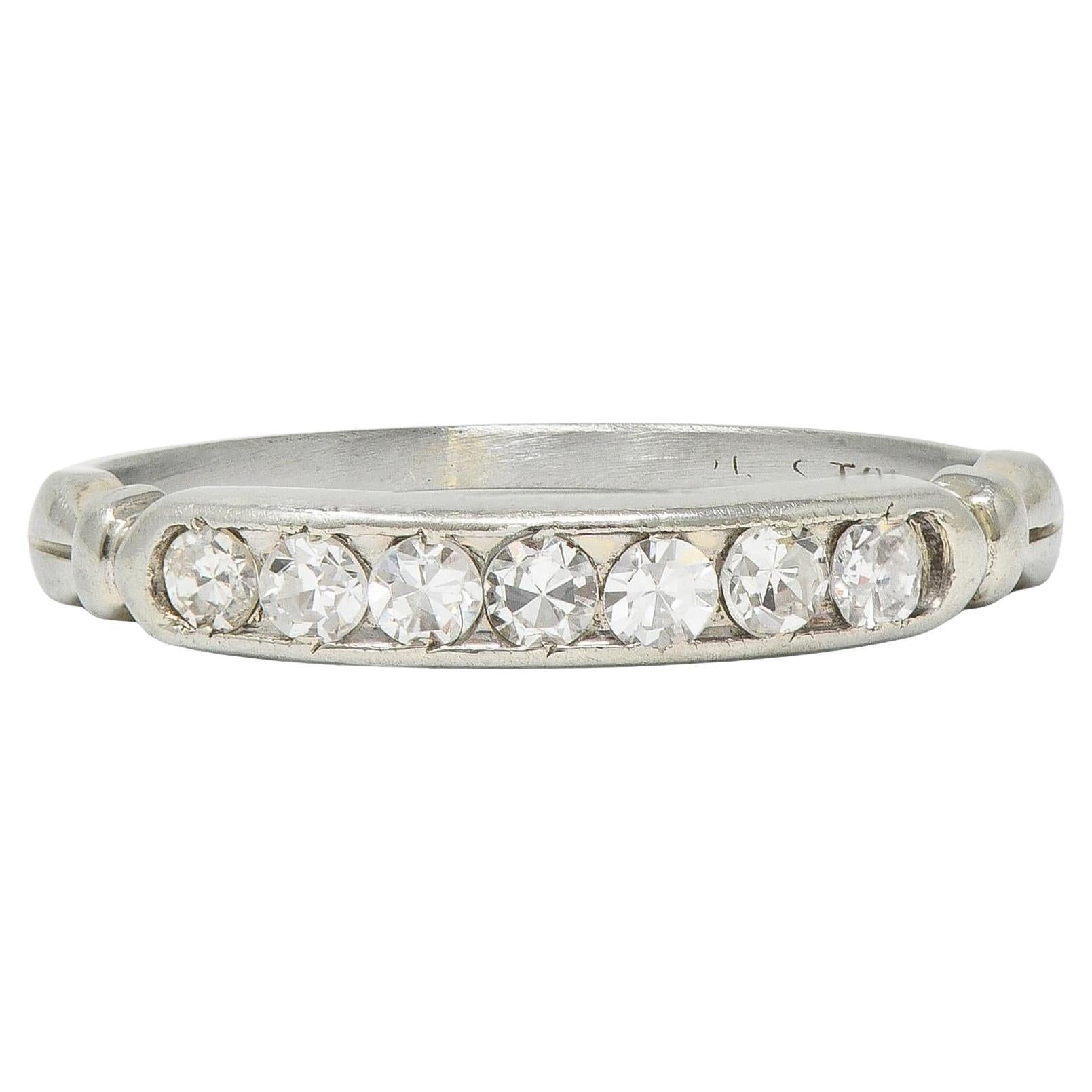 Art Deco Single Cut Diamond 18 Karat Gold Vintage Channel Wedding Band Ring