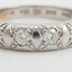 Art Deco Single Cut Diamond Platinum Eternity Band Ring