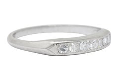 Art Deco Single Cut Diamond Platinum Stackable Band Ring