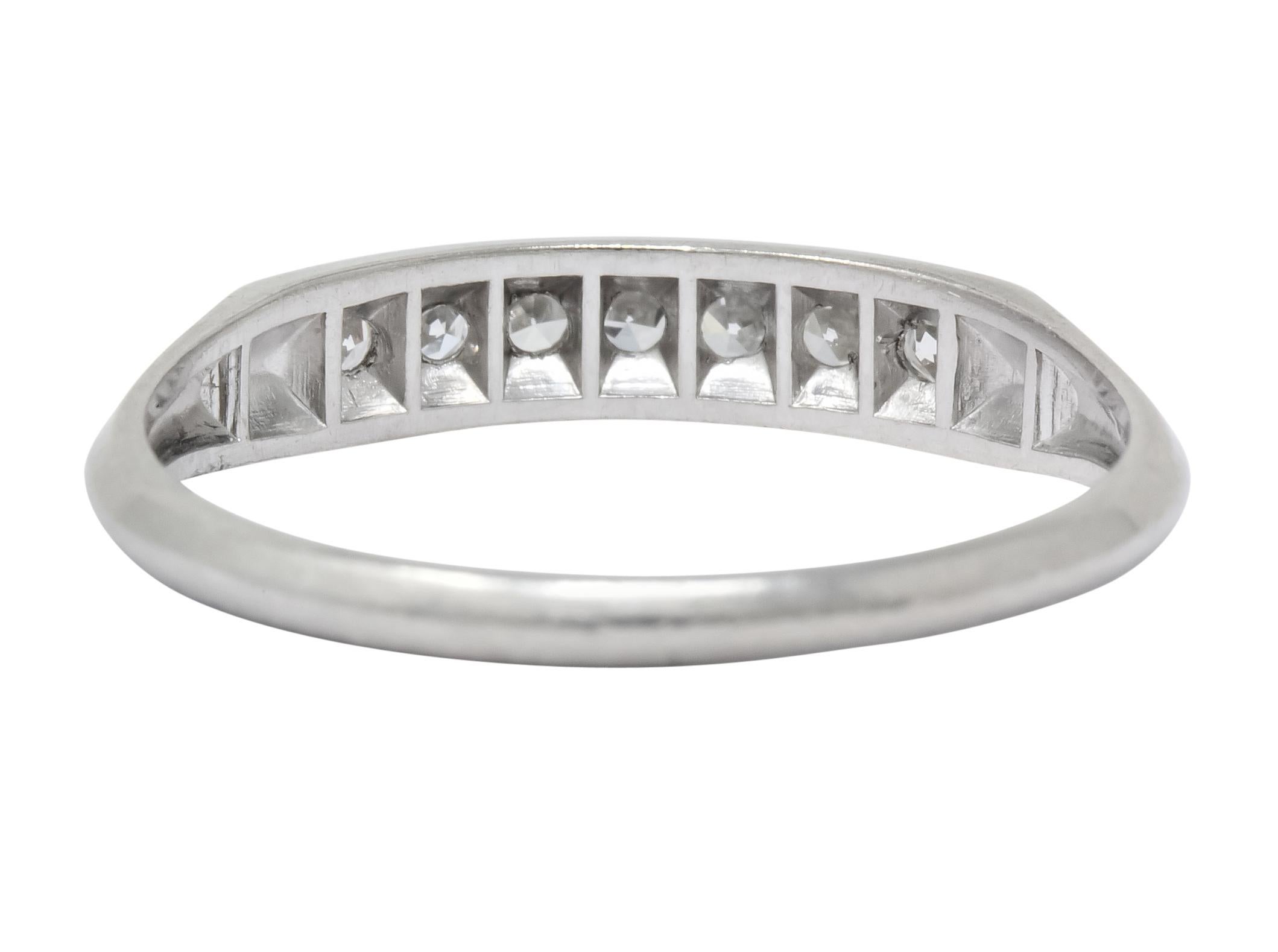 Women's or Men's Art Deco Single Cut Diamond Platinum Stackable Band Ring