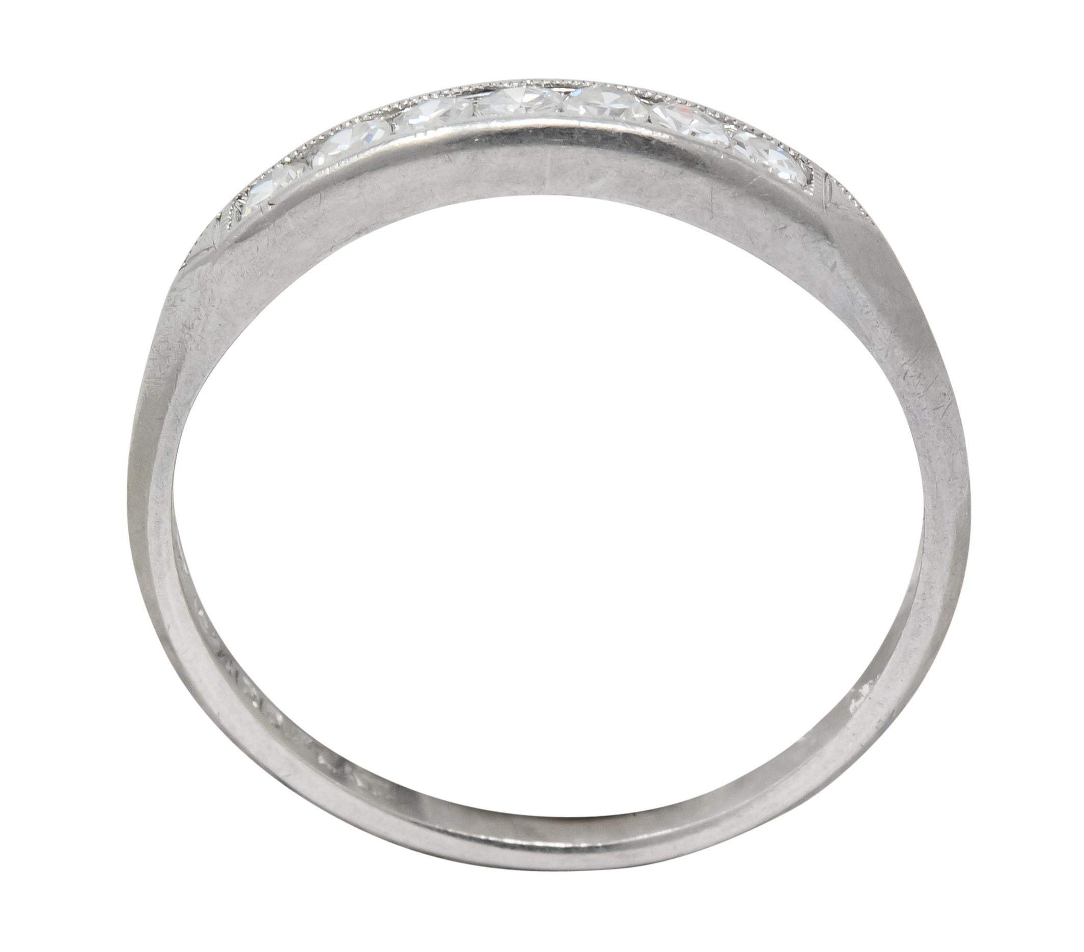 Art Deco Single Cut Diamond Platinum Stackable Band Ring 3