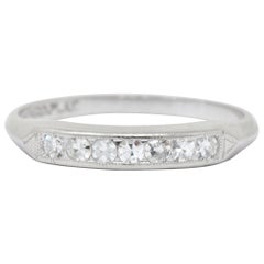 Art Deco Single Cut Diamond Platinum Stackable Band Ring