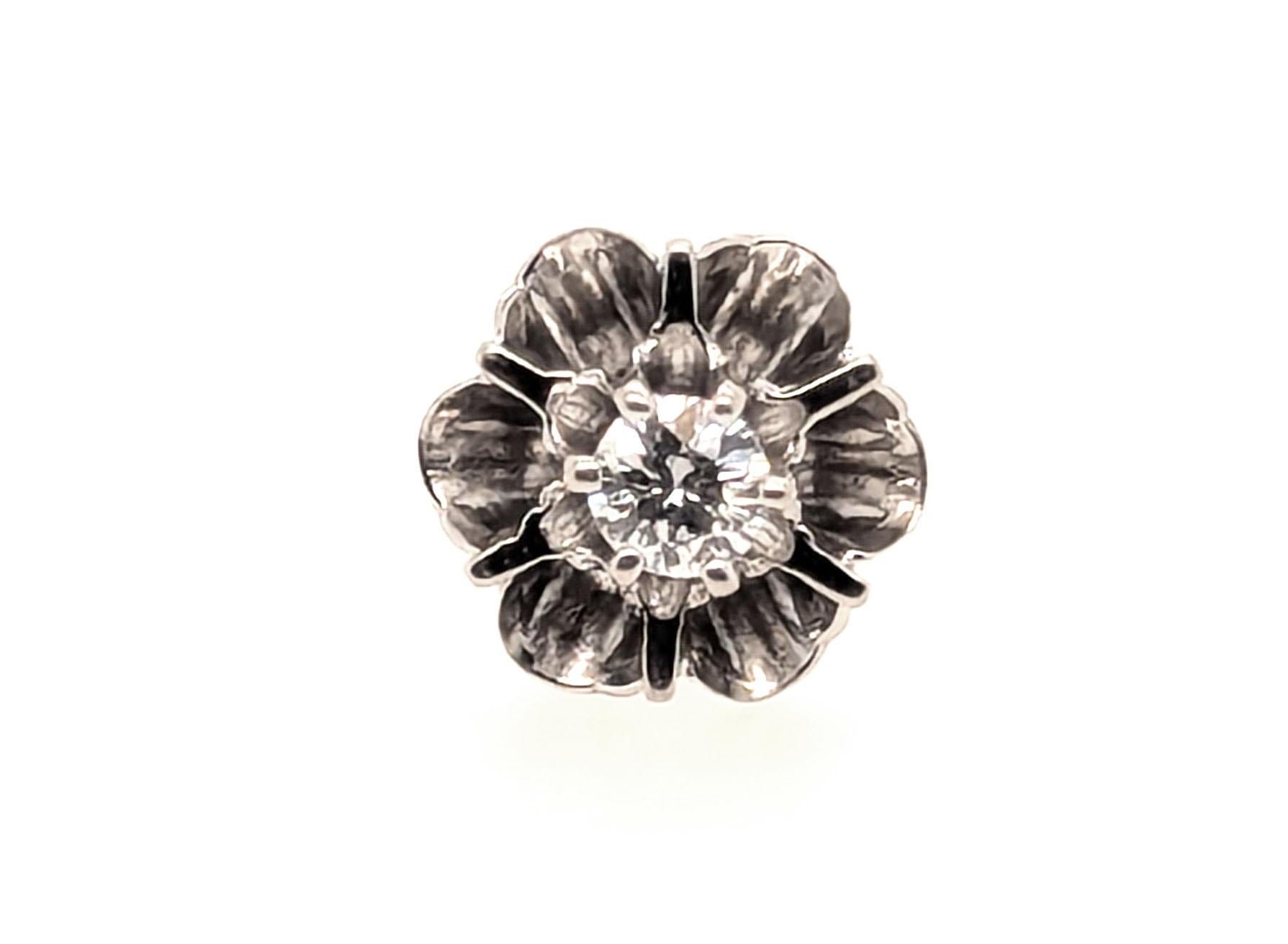 Art déco Art Deco Single Diamond Stud Earring .25ct RBC 14K White Gold Mined Original 192 en vente