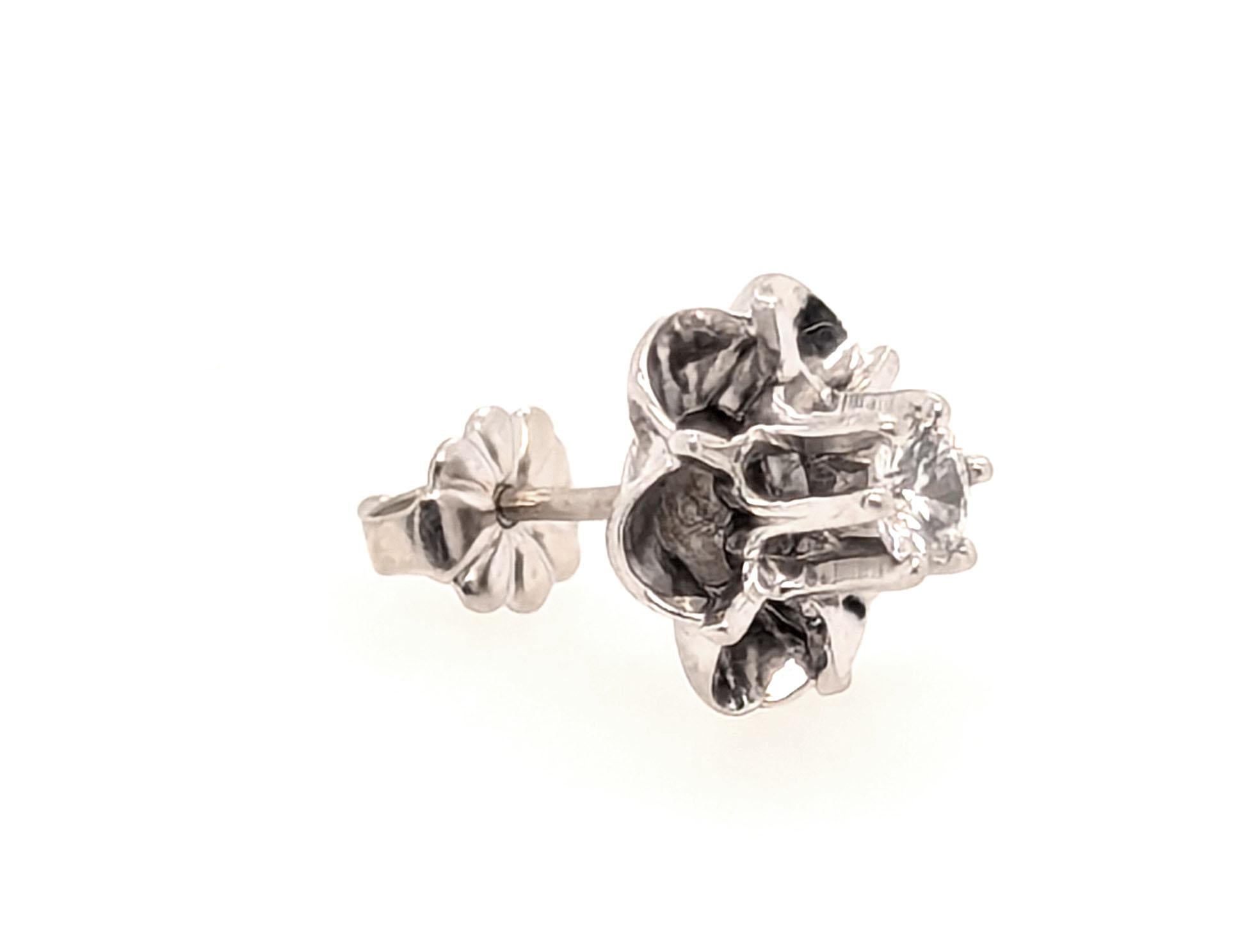 Taille ronde Art Deco Single Diamond Stud Earring .25ct RBC 14K White Gold Mined Original 192 en vente