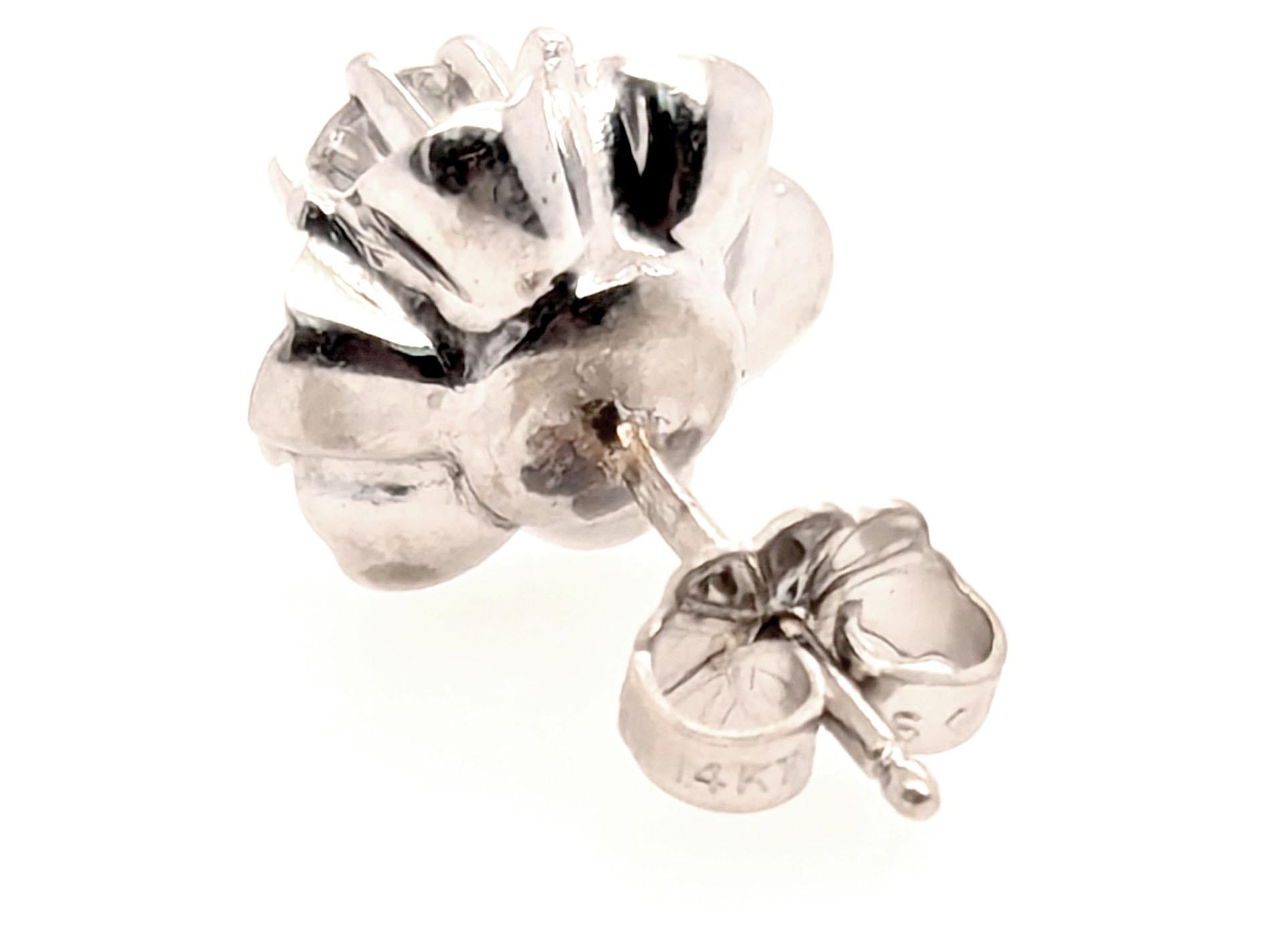 Art Deco Single Diamond Stud Earring .25ct RBC 14K White Gold Mined Original 192 Unisexe en vente