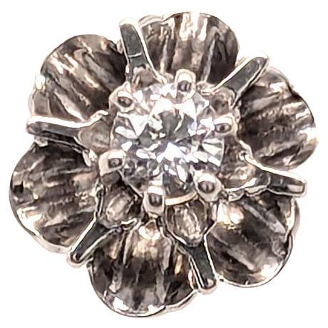 Art Deco Single Diamond Stud Earring .25ct RBC 14K White Gold Mined Original 192