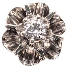 Antique Art Deco Single Diamond Stud Earring .25ct RBC 14K White Gold Mined Original 192