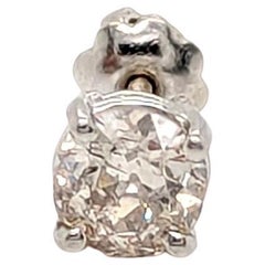 Antique Art Deco Single Diamond Stud Earring .50ct Old European 14K Mined Screwback