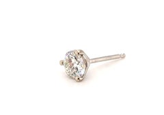 Art Deco Single Diamond Stud Earring Mined .35ct Old European Original 1930's