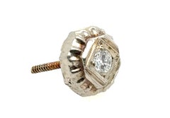 Art Deco Ein einzelner Diamant-Ohrstecker Old European 14K Mined Screwback Ohrstecker