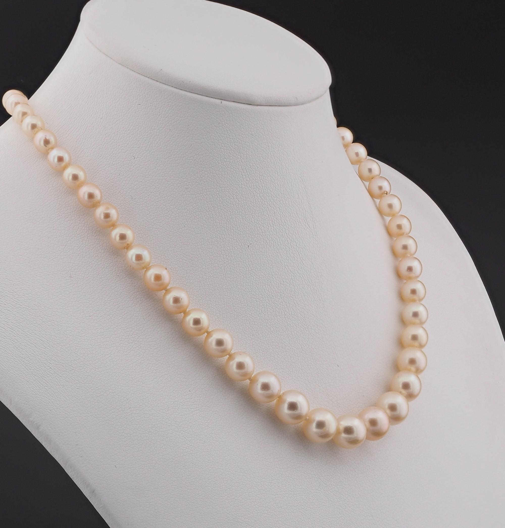 Platinverschluss mit Perlenstrang und 2,90 Karat natürlichem Saphir und Diamant im Art déco-Stil im Angebot 1