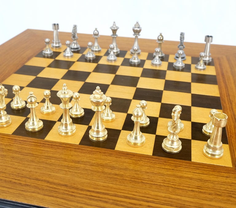 Art Deco Single Pedestal Square Game Table Pull Out Trays Chess Board ...
