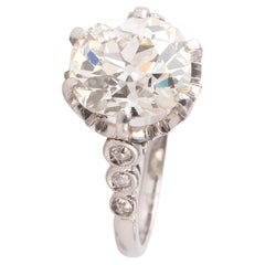 Art Deco Single Stone 3.4ct Old Mine Cut Diamond Ring Circa 1920's