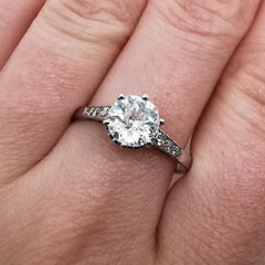 Art Deco Single Stone Diamond and Platinum Ring, 0.84 Carat, circa 1930