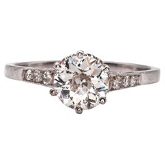 Art Deco Single Stone Diamond and Platinum Ring, 0.84 Carat, circa 1930