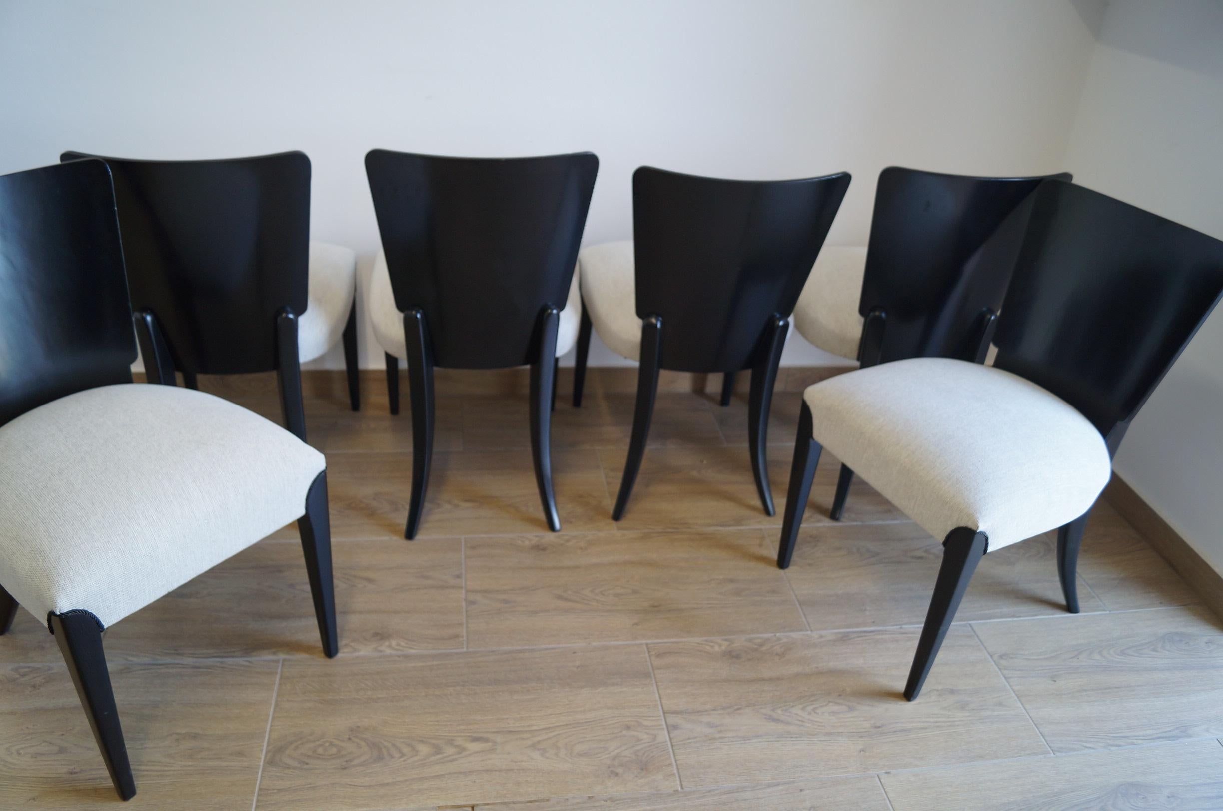 Art Deco Six Chairs J.Halabala . For Sale 4