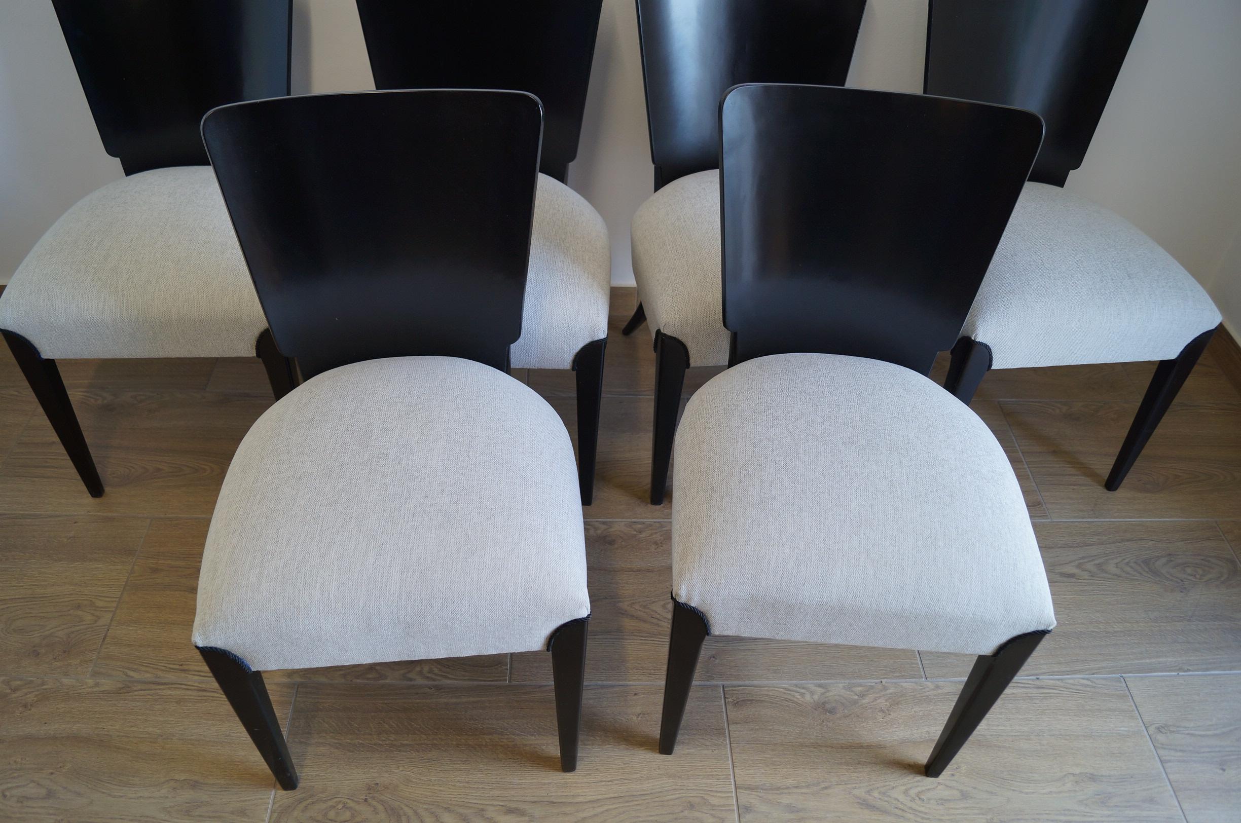 Mid-20th Century Art Deco Six Chairs J.Halabala . For Sale