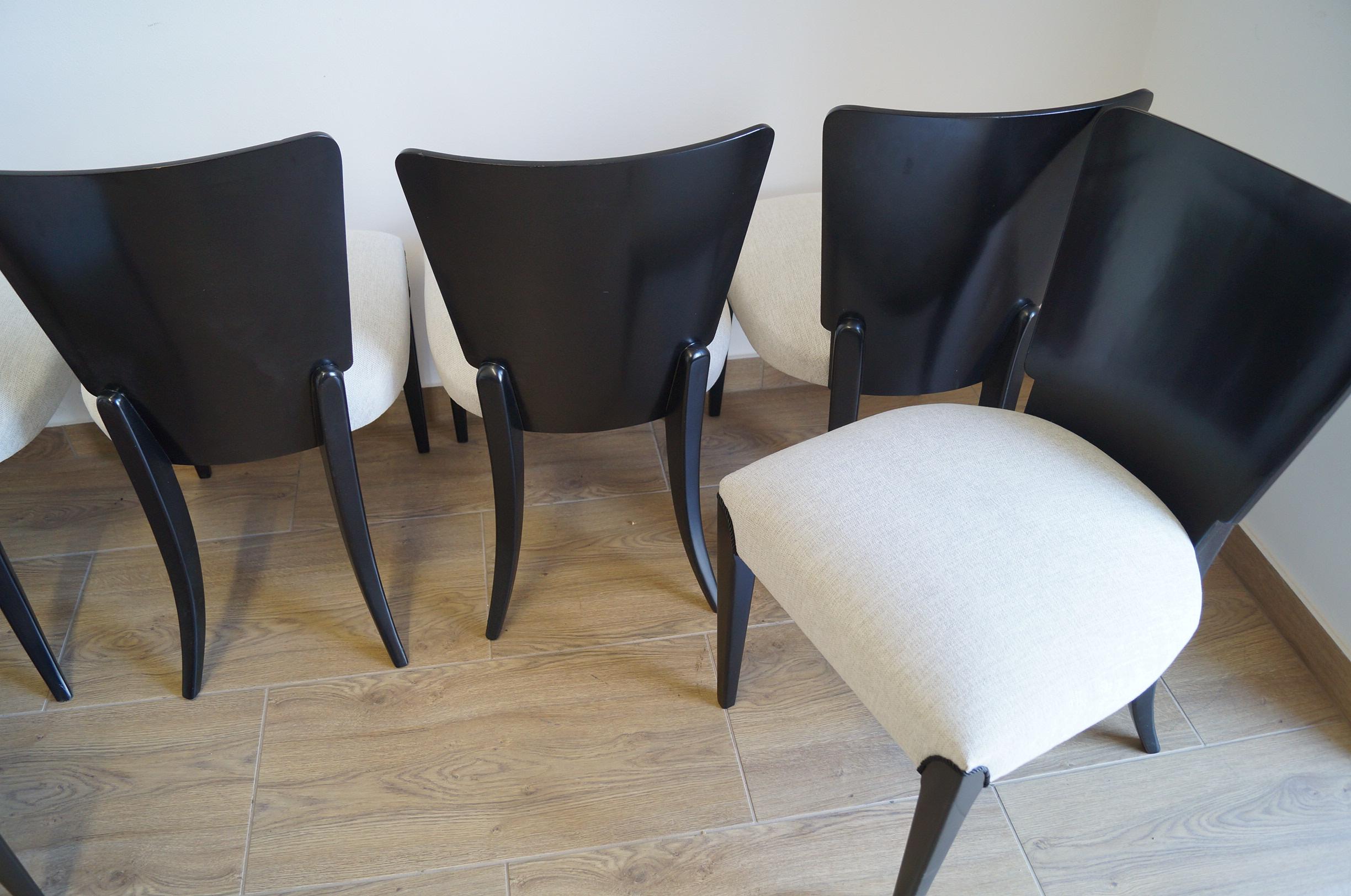 Art Deco Six Chairs J.Halabala . For Sale 2