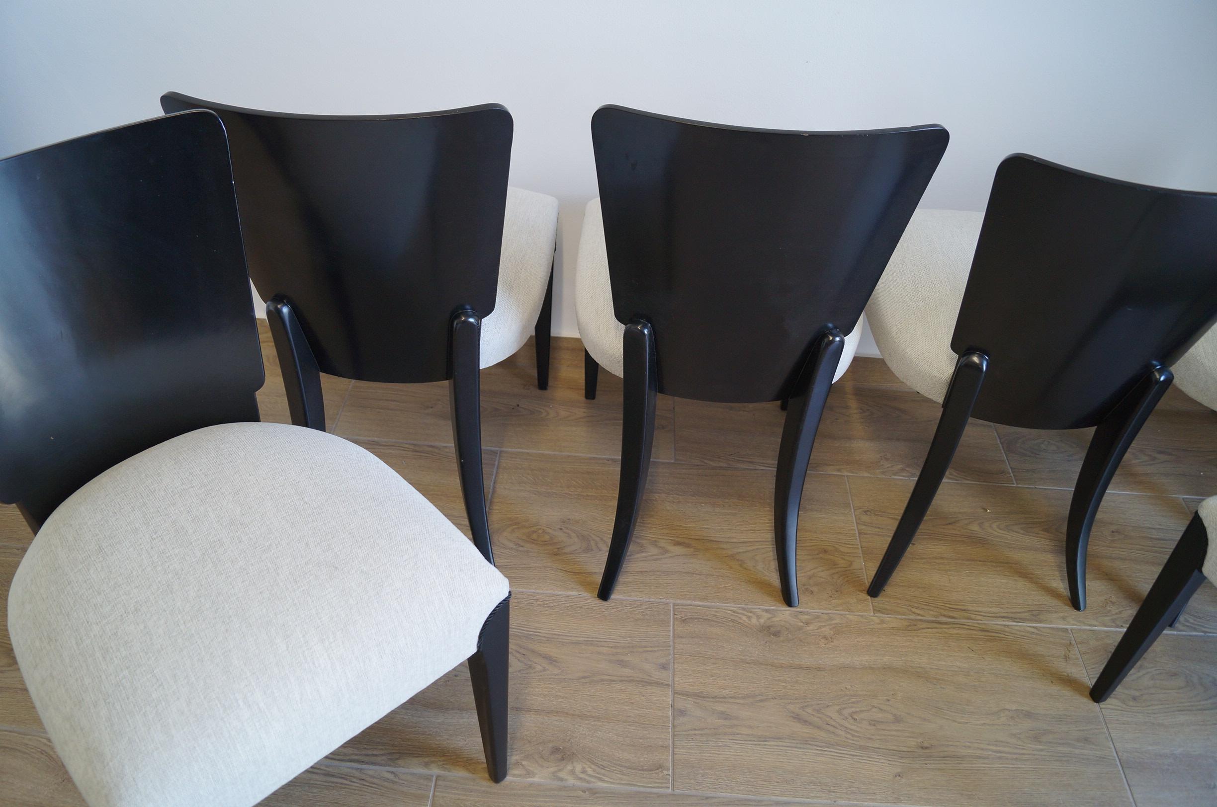 Art Deco Six Chairs J.Halabala . For Sale 3