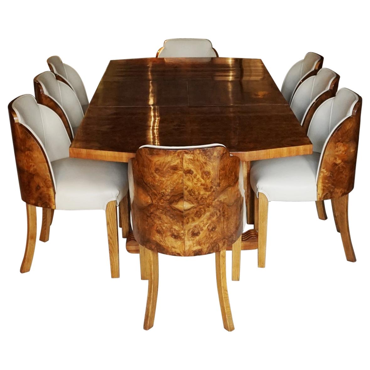Art Deco Six-Eight Seater Dining Suite English, Circa 1930