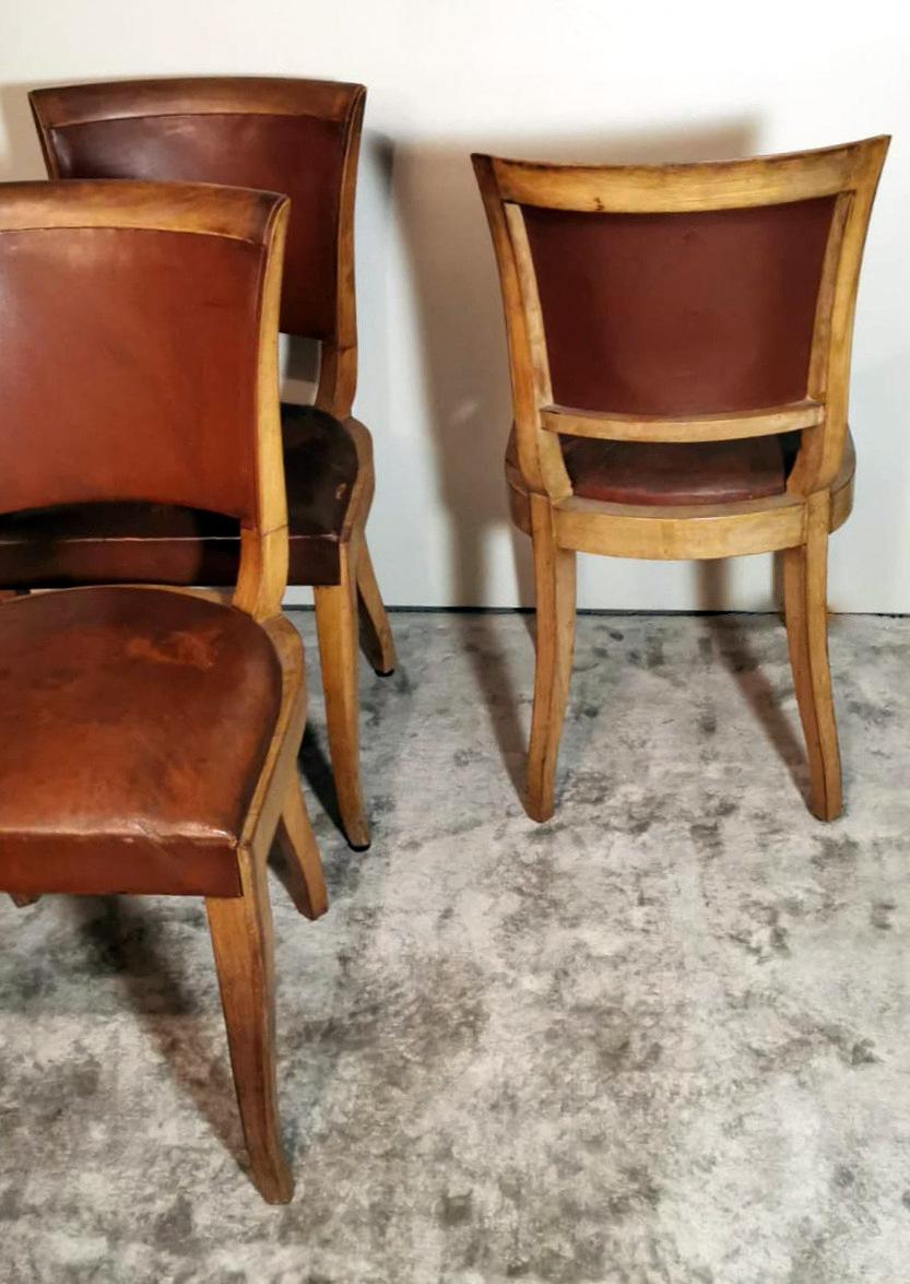 Art Deco Six French Chairs With Original 