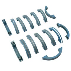 Art Deco Sky Blue Bakelite Drawer Pulls w/ Chrome Strip, Set of 15