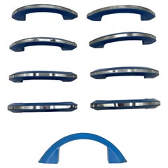 Cassettiera Art Deco in catalina/bakelite blu cielo con striscia cromata, set di 9 pezzi