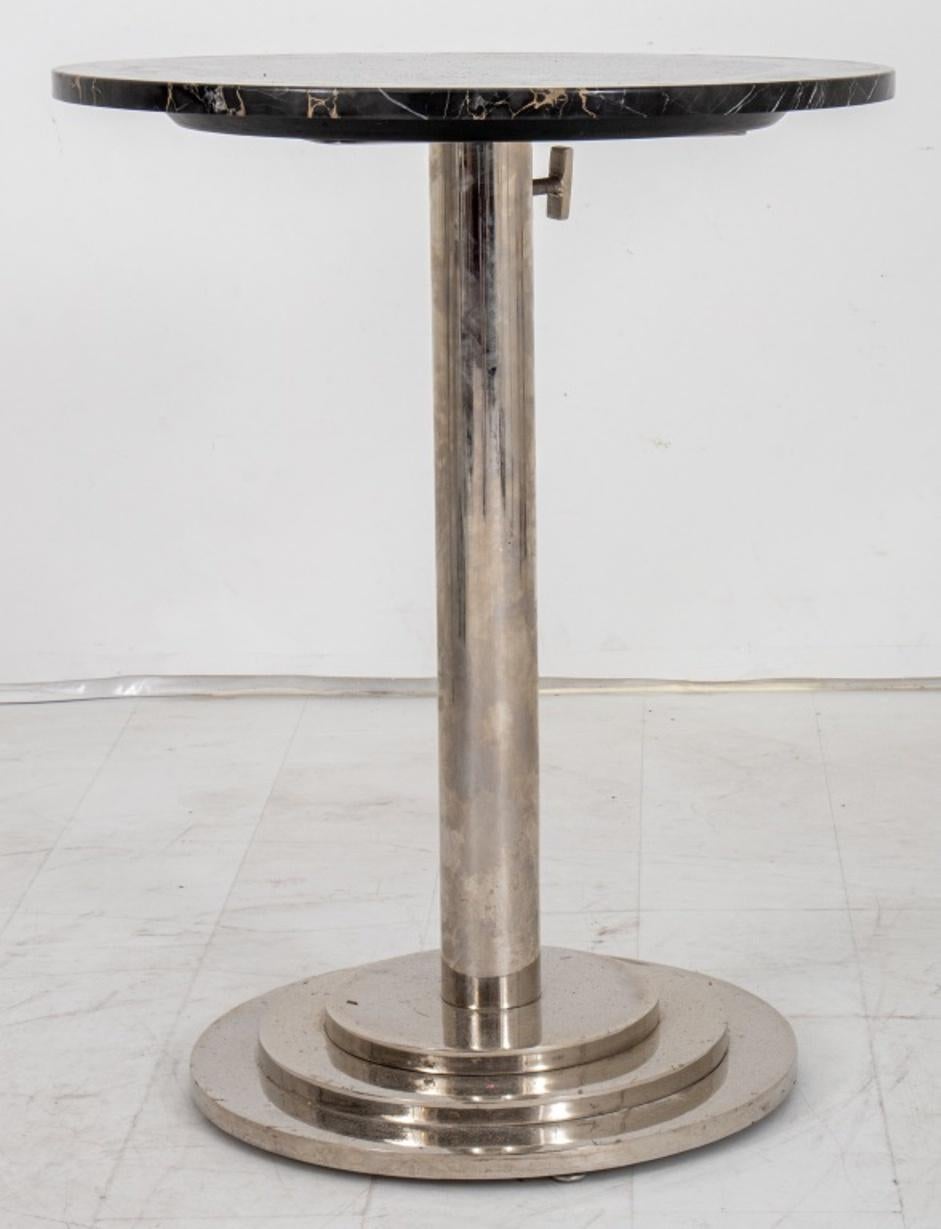 Art Deco Skyscraper Chrome Metal Marble Top Table In Good Condition For Sale In New York, NY