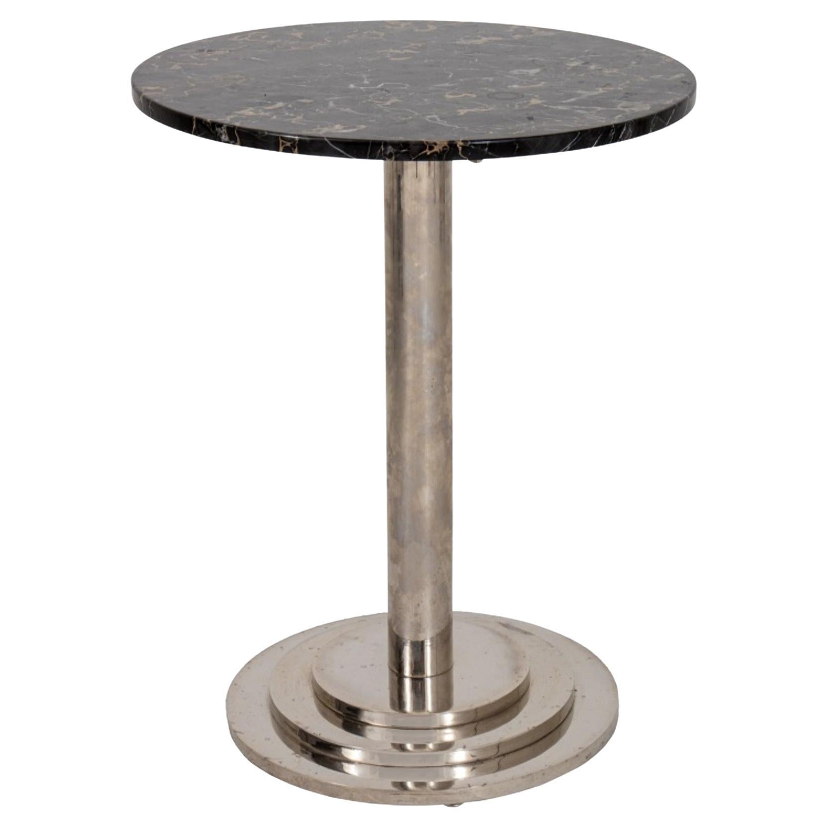 Art Deco Skyscraper Chrome Metal Marble Top Table For Sale