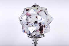 Lampe de bureau Art Déco « gratte-ciel » en chrome avec abat-jour étoilé, années 1930