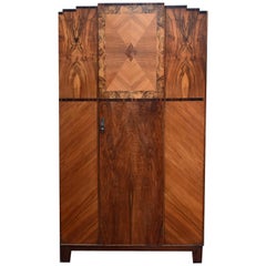 Art Deco Skyscraper Double Walnut Wardrobe, circa 1930